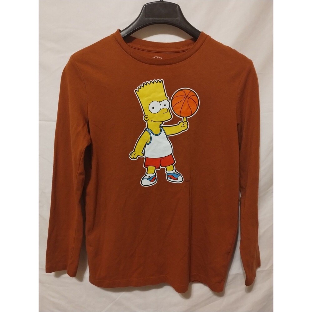 The Simpsons Bart Simpson Basketball Graphic Long Sleeve Cotton Tee Boy's XL